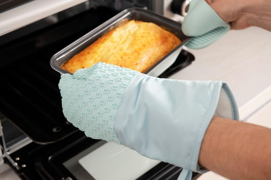 Рукавичка-прихватка ARDESTO Tasty Baking, 35х19см, силікон, бавовна, блакитний AR2327T фото