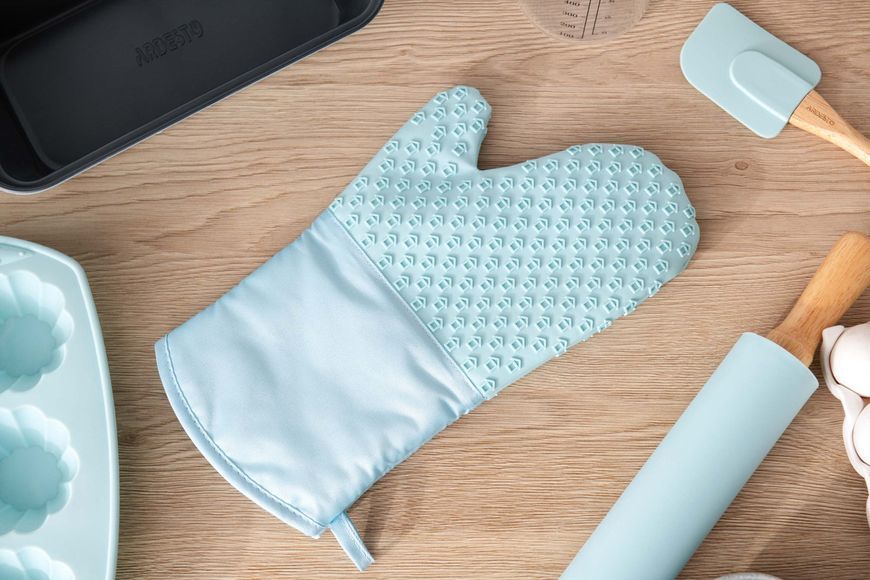 Рукавичка-прихватка ARDESTO Tasty Baking, 35х19см, силікон, бавовна, блакитний AR2327T фото