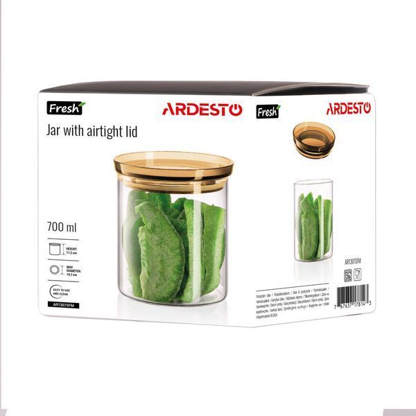 Банка для зберігання ARDESTO Fresh 700мл, скло, пластик, прозорий AR1307SFM фото