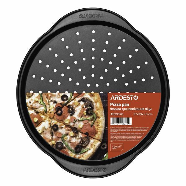 Форма для випікання піци ARDESTO Tasty baking, 37х33х1.8см, вуглецева сталь, сірий AR2307G фото