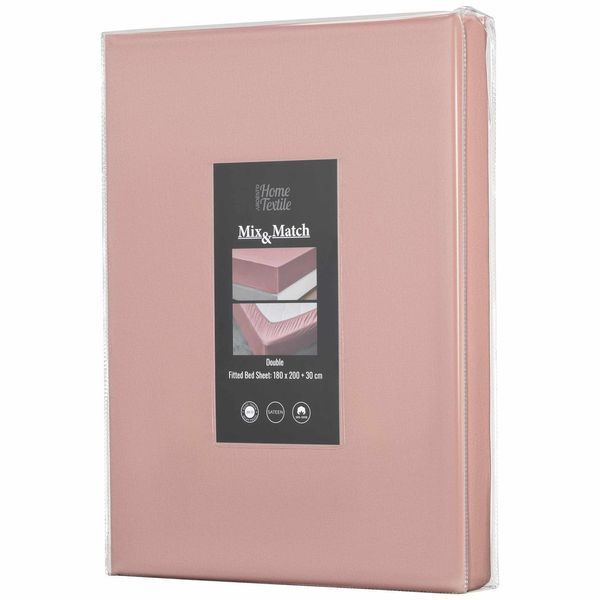 Простирадло на резинці ARDESTO Mix&Match Premium, 180x200+30см, 100% бавовна, сатин, рожевий світлий ART1820FSU фото