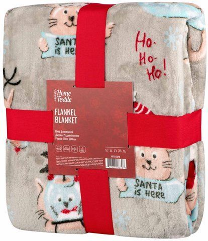 Плед ARDESTO Flannel 160х200см, 100% поліестер, різдвяні котики ART0120PB фото