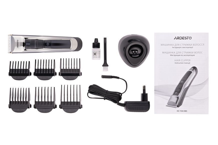 Машинка для стрижки ARDESTO HC-Y30-DBS, мережа+акум., насадок-6, сталь+кераміка, чорний HC-Y30-DBS фото