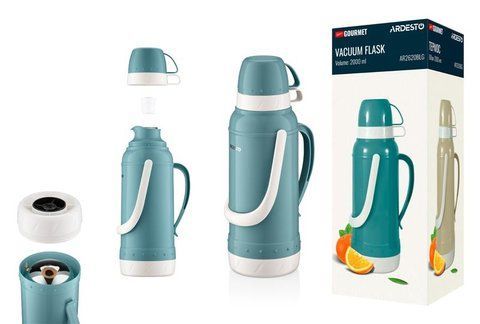 Термос ARDESTO Gemini Gourmet, 2000мл, пластик, боросилікатне скло, синій AR2620BLG фото