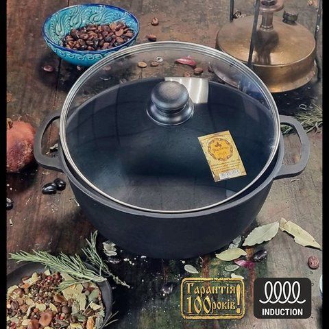 Казан чугунный со стеклянной крышкой Maysternya 5 л Т403С3 фото