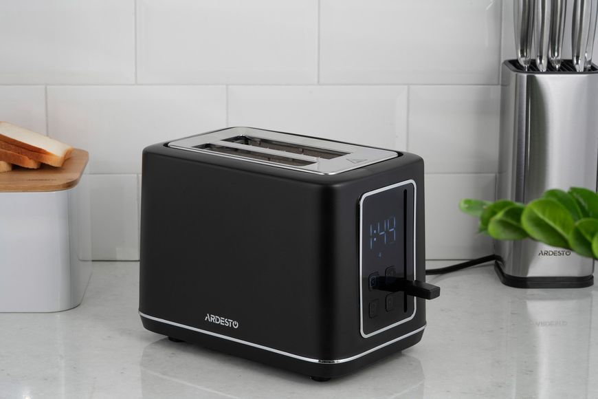 Тостер ARDESTO Elegance 800Вт, LED дисплей, пластик, чорний T-K301E фото