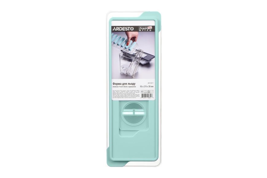 Форма для льоду з кришкою ARDESTO Fresh Stick, 27х9.5х3.8см, силікон, пластик, блакитний AR1102TP фото