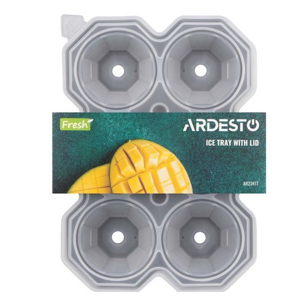 Форма для льда с крышкой Ardesto Fresh Diamond, 25х15х3.2см, силикон, серый AR2341T фото
