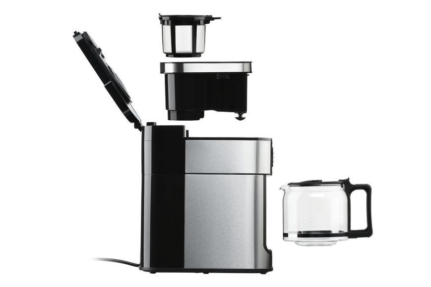 Кавоварка ARDESTO крапельна Steel Collection 1.2л, зерно + мелена, дисплей, сріблясто-чорний YCM-D1200 фото