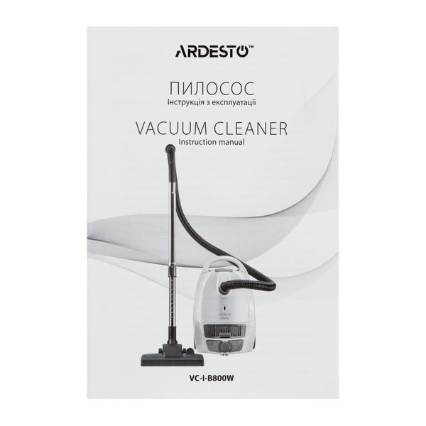 Пилосос ARDESTO мішковий, 800Вт, мішок- 3.5л, HEPA, білий VC-I-B800W фото