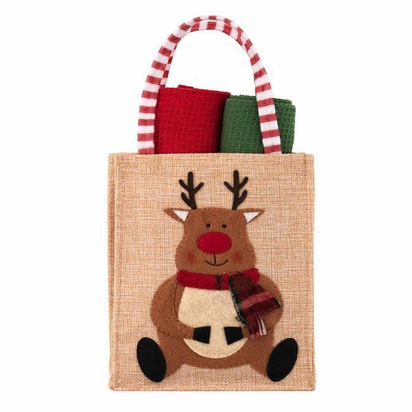 Подарунковий набір рушничків в мішечку ARDESTO Christmas Deer 38х63см, 2шт, 100% бавовна, червоний, зелений ART3863HDB фото