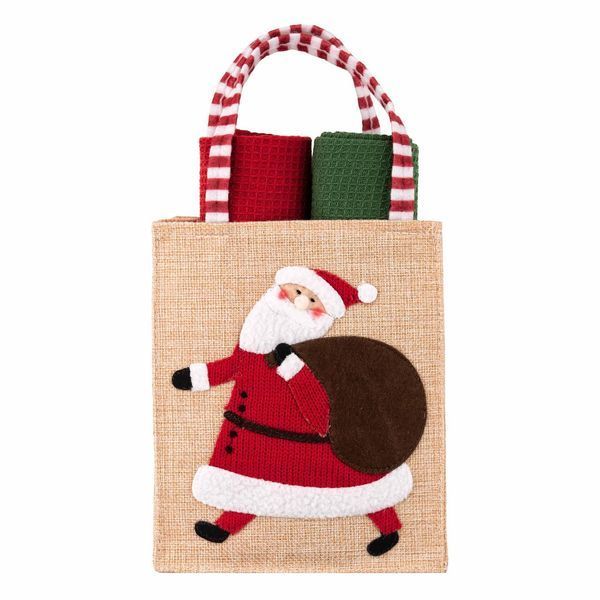 Подарунковий набір рушничків в мішечку ARDESTO Christmas Santa 38х63см, 2шт, 100% бавовна, червоний, зелений ART3863HSB фото