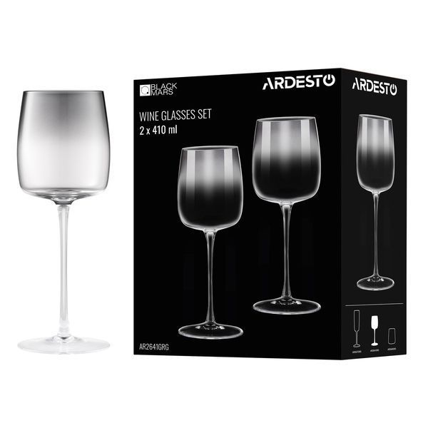 Набор бокалов для вина ARDESTO Black Mars Mira 410мл, 2шт, стекло, серый AR2641GRG фото
