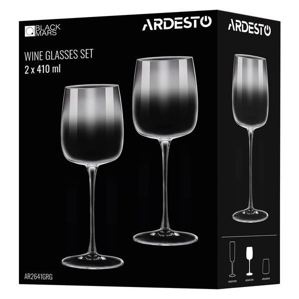 Набор бокалов для вина ARDESTO Black Mars Mira 410мл, 2шт, стекло, серый AR2641GRG фото