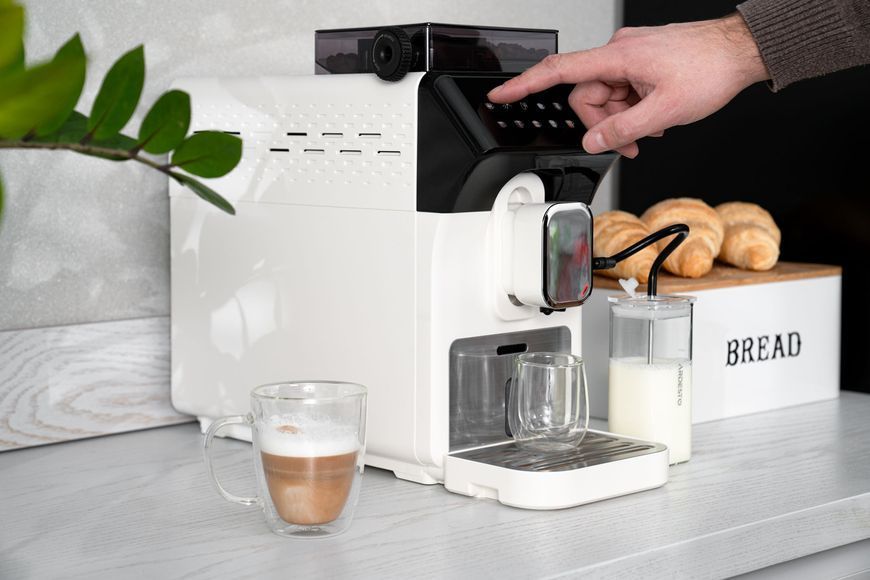 Кавомашина ARDESTO, 2л, зерно, автомат.капуч, дисплей, авторецептів -9, біло-чорний FCM-FA900W фото