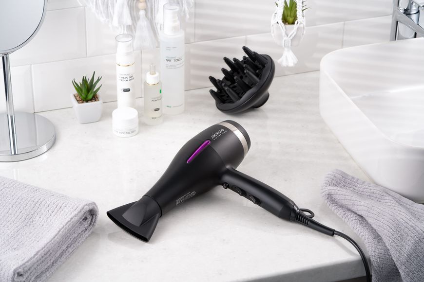 Фен ARDESTO Violet PRO HD-Y223PRO, 1850-2200Вт, 2 швидкості , 3 темп.режими, дифузор, чорний HD-Y223PRO фото
