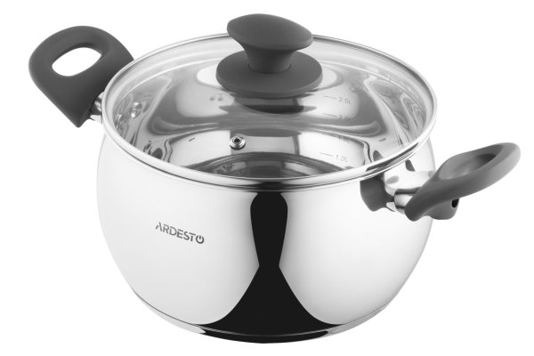 Каструля Ardesto Gemini Cremona, скляна кришка, 4.0 л, нержавіюча сталь