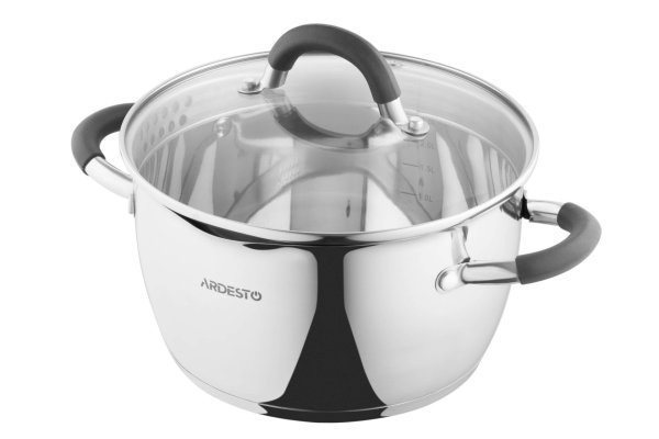 Каструля Ardesto Gemini Livorno, скляна кришка, 3.2 л, нержавіюча сталь
