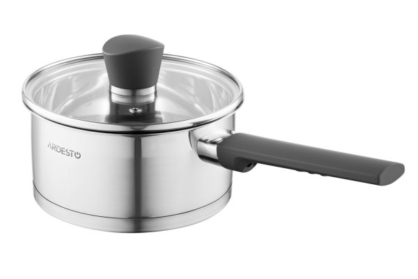 Ківш Ardesto Gemini Trento, скляна кришка, 1.5 л, нержавіюча сталь