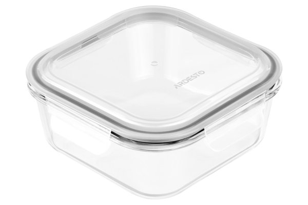 Контейнер для зберігання Ardesto Gemini 1200 мл, квадратний, боросилікатне скло