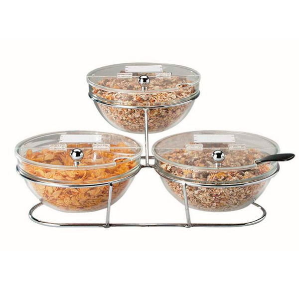 11892 Стойка буфетна з 3-ма салатниками (d-23см, 2,5 л) і кришками
