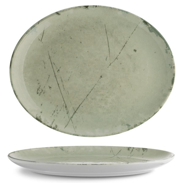 ISC3028-K0010 Блюдо овальне 28x22 см серія "Isabelle" декор "Stone Green"