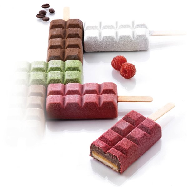 GEL02 Набір для морозива "шоколад" 92х48x24 мм (2 форми, таця, 50 паличок)