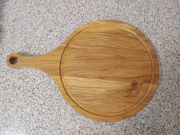 Дошка кругла з ручкою Дуб 30*45см