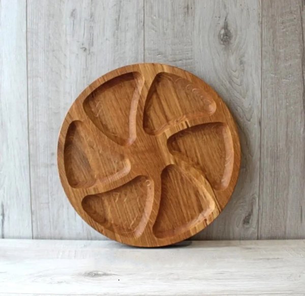 Менажниця на 6 відділів, кругла 25см, Дуб