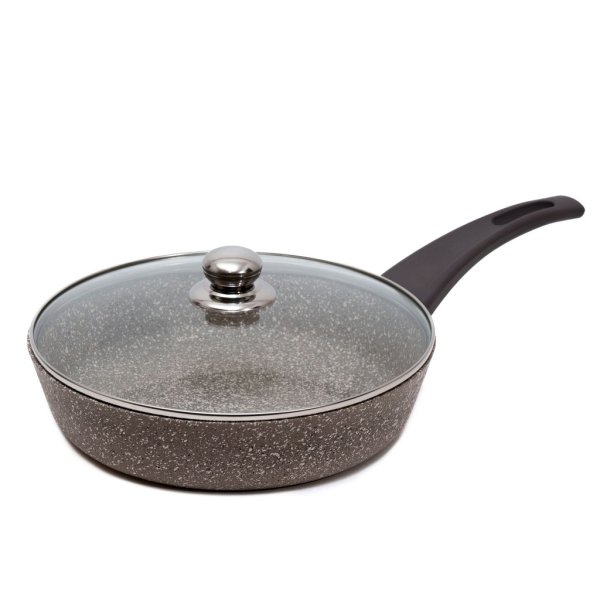 Сковорода глибока АА50263 з а/п і скляною кришкою д.260 (світло-сірий гранит)
