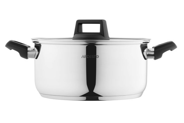 Каструля Ardesto Gemini Piemonte, скляна кришка, 5.1 л, нержавіюча сталь