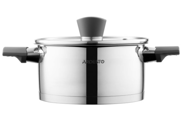 Каструля Ardesto Gemini Trento, скляна кришка, 2.1 л, нержавіюча сталь