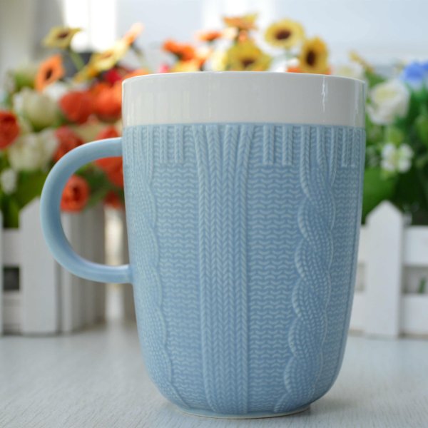 Чашка Ardesto Кnitti, 330 мл, блакитна, порцеляна