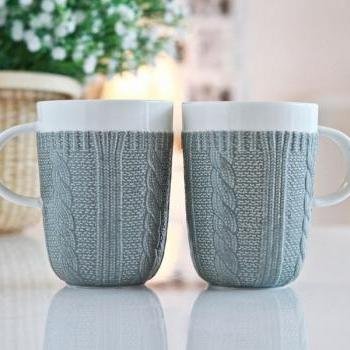 Чашка Ardesto Кnitti, 330 мл, сіра, порцеляна