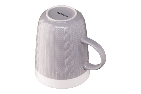 Чашка Ardesto Кnitti, 330 мл, сіра, порцеляна