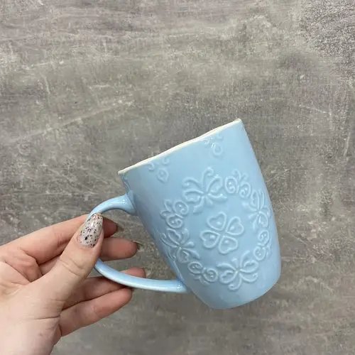 Чашка Ardesto Barocco, 330 мл, блакитна, порцеляна