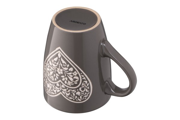 Чашка Ardesto Heart, 330 мл, темно-сіра, кераміка