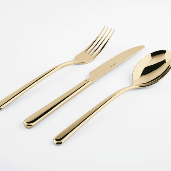 52713P25 Ложка десертна PVD Champagne "Linear"