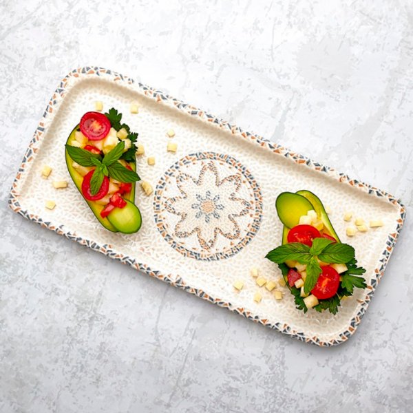 TN-TS-AR-38-DT Блюдо прямокутне 35х16 см (діагональ 38 см), декор Tessera, серія "Tinta"