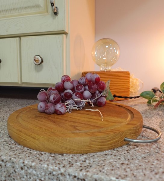 Дошка кругла з кільцем Дуб 25см