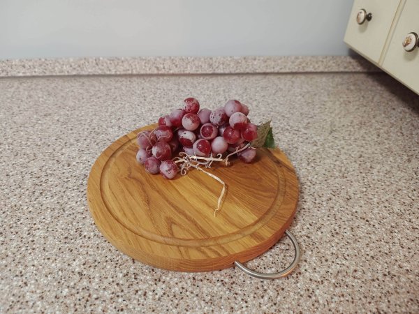 Дошка кругла з кільцем Дуб 25см