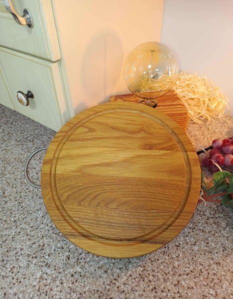 Дошка кругла з кільцем Дуб 25см