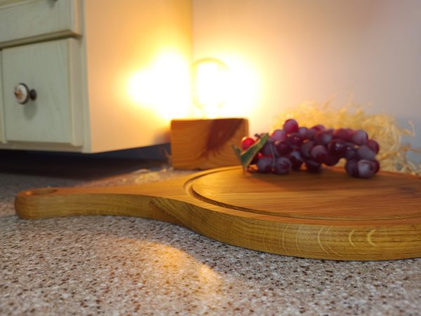Дошка кругла з ручкою Дуб 30*45см