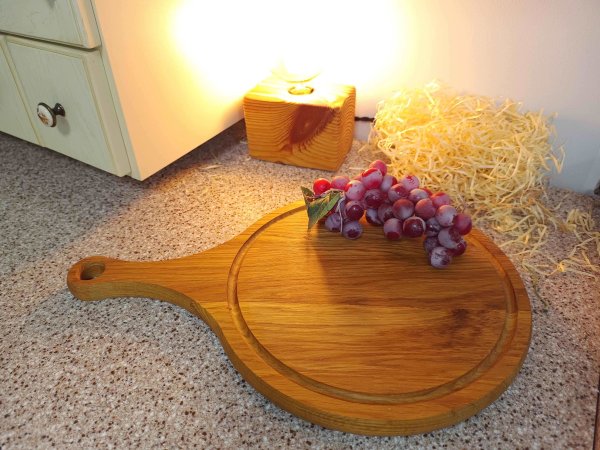 Дошка кругла з ручкою Дуб 30*45см