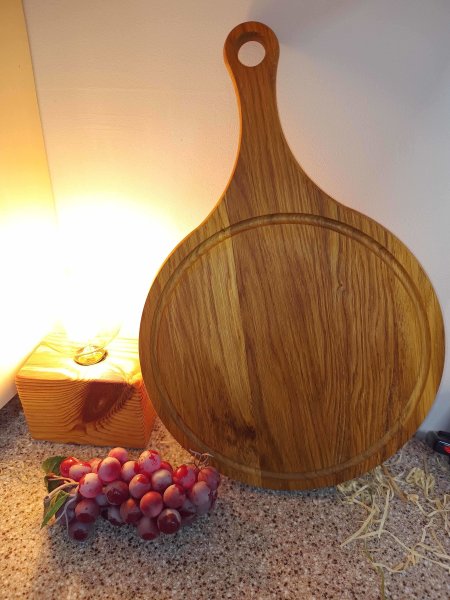 Дошка кругла з ручкою Дуб 30*45см