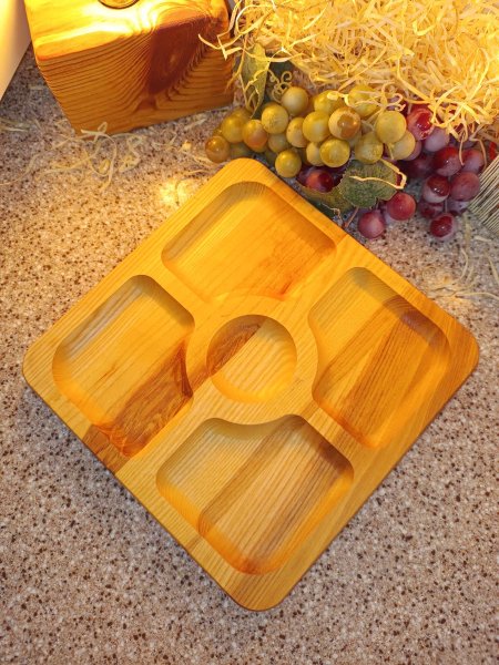 Менажниця на 5 відділів, квадратна 25см, Ясен