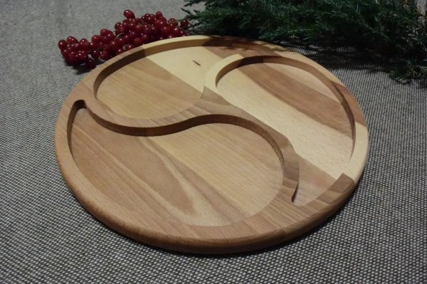 Менажниця на 3 відділа, кругла, інь-янь 30м, Ясен