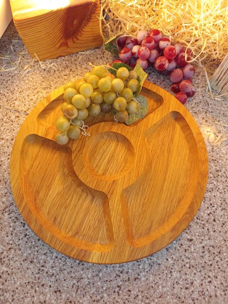 Менажниця на 4 відділа, кругла 35см, Дуб