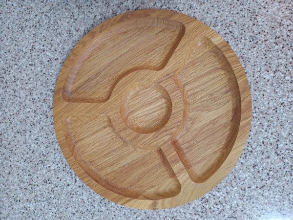 Менажниця на 4 відділа, кругла 35см, Дуб