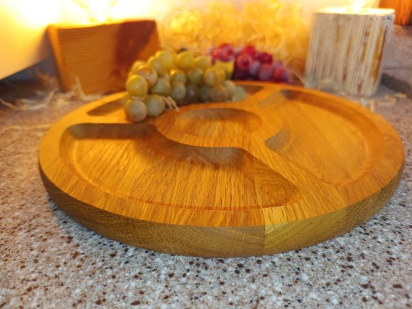 Менажниця на 4 відділа, кругла 35см, Дуб